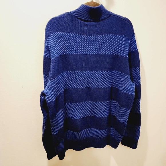 Vintage Men's Chaps Cotton Size XL Blue Stripe Half Zip Sweater NWT - Picture 2 of 11